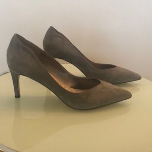 Gray closed toe heels
